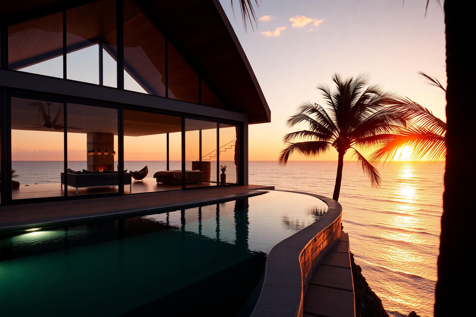 Luxury villa in Mozambique at sunset