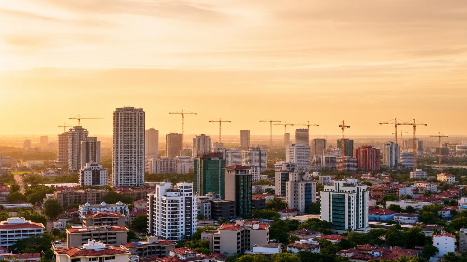 Maputo skyline at sunset
